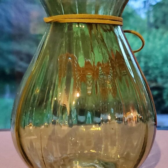 Green Glass Bulb Vase with Silver Butterfly Blinger - Picture 4 of 7